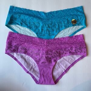 Victoria's Secret PINK Panties Womens Medium Blue Purple Limited Edition Bling